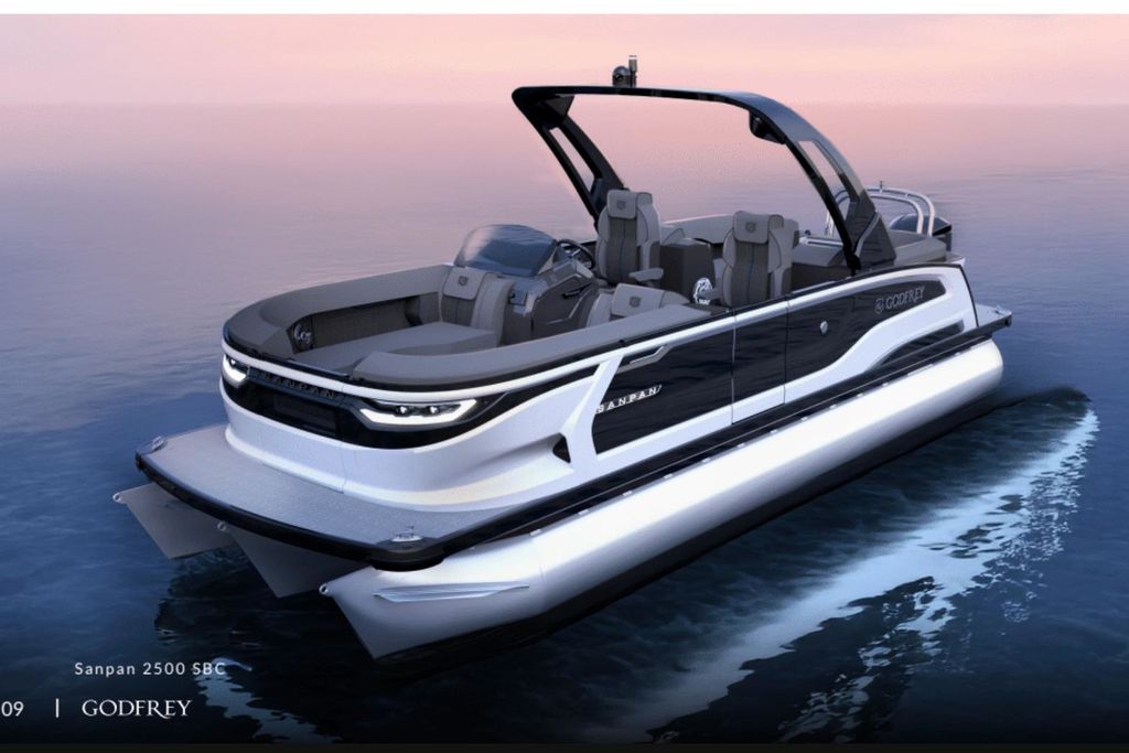 New Godfrey Sanpan 27 Twin Ultra Lounge Windshield Tritoon 2700