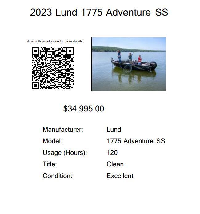 Used 2023 Lund 1775 Adventure SS for sale in west milford, New Jersey