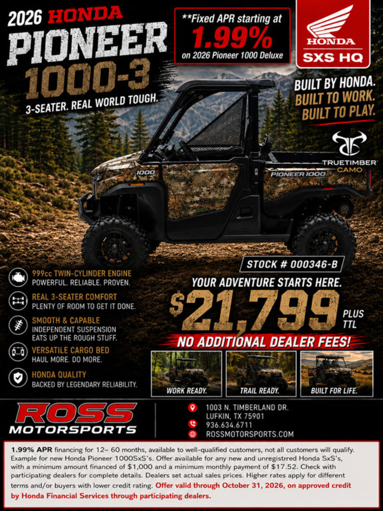 New Honda® Pioneer 1000 Deluxe TrueTimber atera camo 2026 for sale