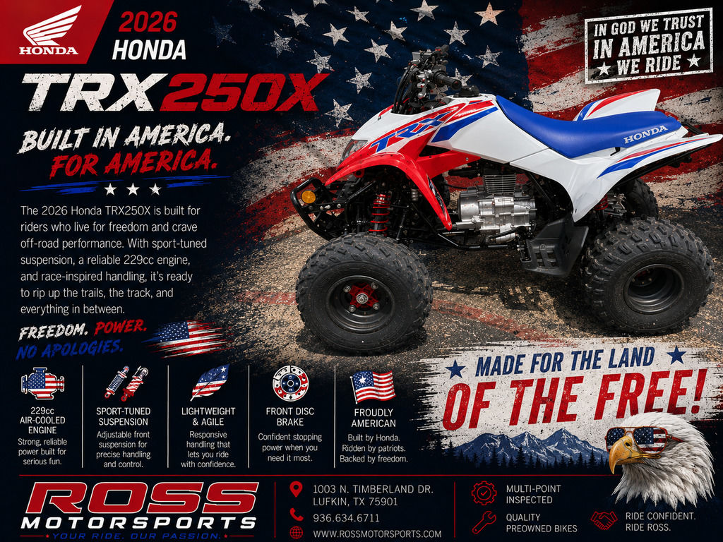 TRX  2 (アメリカ版パッケージ) New Honda® TRX250X 2026 for sale in Lufkin, Texas - Boatzon.com