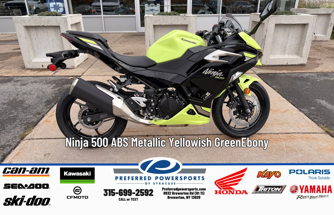 New Kawasaki Ninja 500 ABS Metallic Yellowish GreenEbony 2026 for