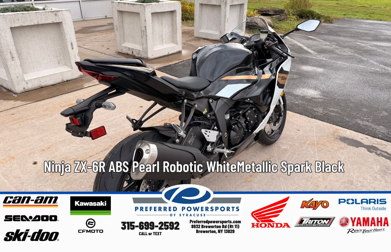 New Kawasaki Ninja ZX6R Pearl Robotic WhiteMetallic Spark Black