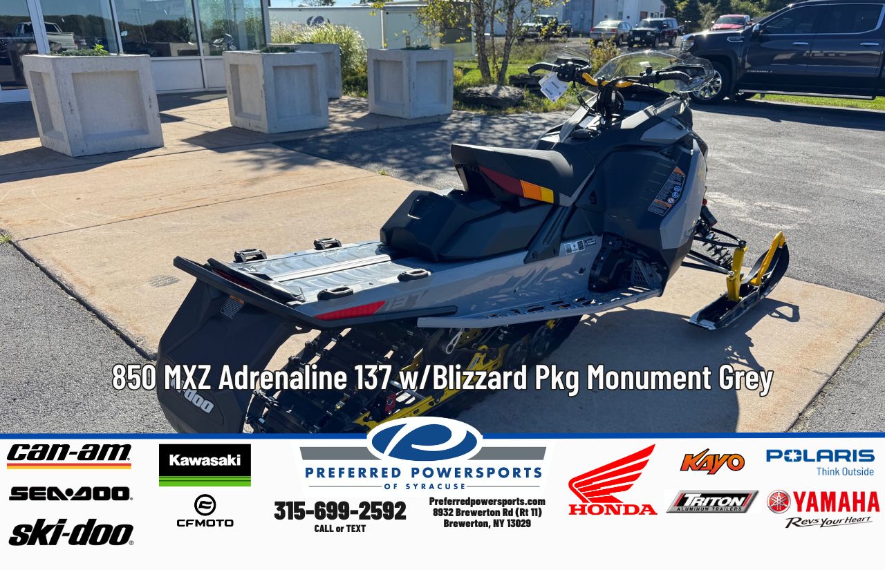 New SkiDoo 850 MXZ Adrenaline 137 w Blizzard Pkg Monument Grey